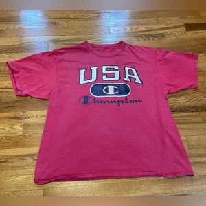 90s Champion USA t-shirt red XXL 2XL vintage rare streetwear old school faded